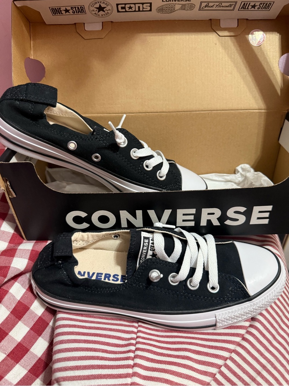 New Converse Black and White Low-Top Shoreline Slip-On Sneakers Size 6
